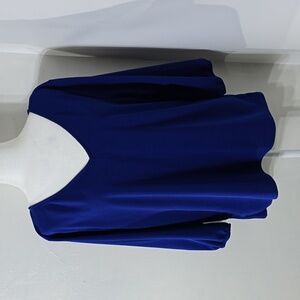 7th Ave Womens Royal Blue V Neck Pullover Blouse Size XXL